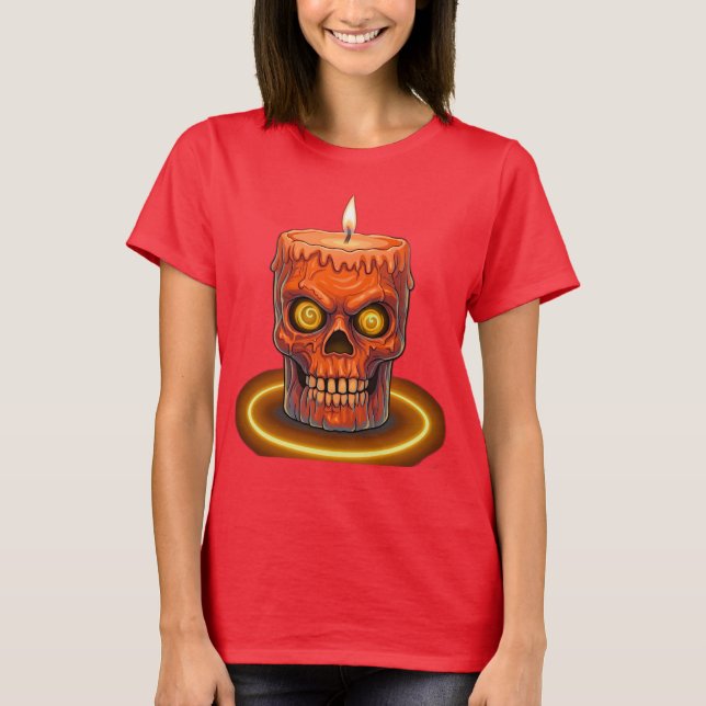 Gothic Melting Skull Candle Dam T-Shirt - Spoo (Framsida)