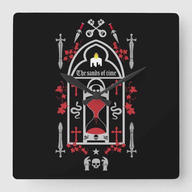 Gothic Mode Stil Fyrkantig Klocka (Framsida)