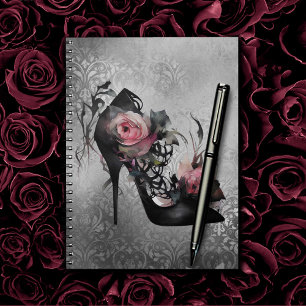 Gothic Mode Stiletto Heel med Mauve Rosa ros Anteckningsbok