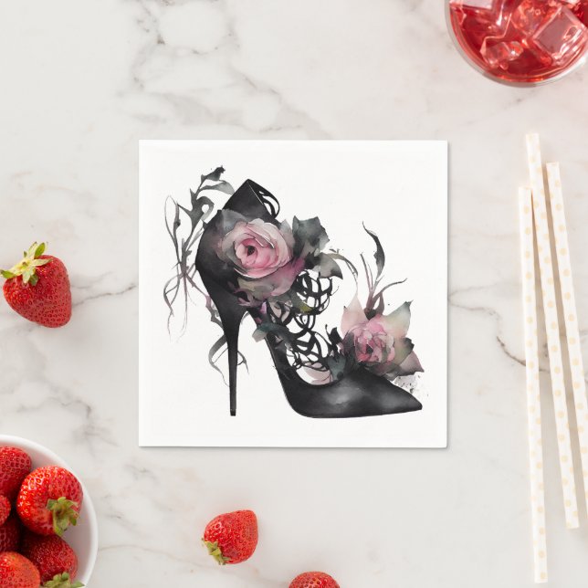 Gothic Mode Stiletto Heel med Mauve Rosa ros Pappersservett (Insitu)