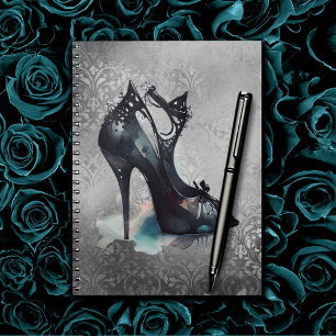 Gothic Mode Stiletto High Heel med Teal Stänk Anteckningsbok