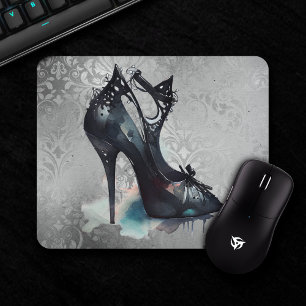 Gothic Mode Stiletto High Heel med Teal Stänk Musmatta