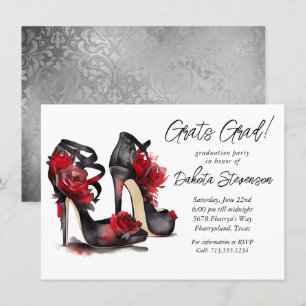 Gothic Mode Stilettos with Röd ros Studenten Inbjudningar