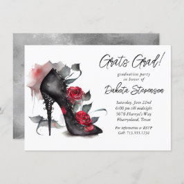 Gothic Mode Stilettos with Röd ros Studenten Inbjudningar