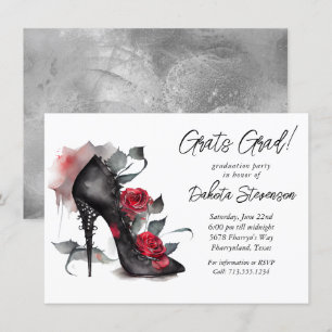 Gothic Mode Stilettos with Röd ros Studenten Inbjudningar