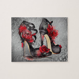 Gothic Mode Strappy Heels med Ro på Grunge Pussel
