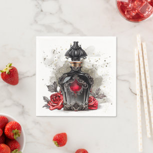 Gothic Mode Victorian Parfym Flaska med Ro Pappersservett