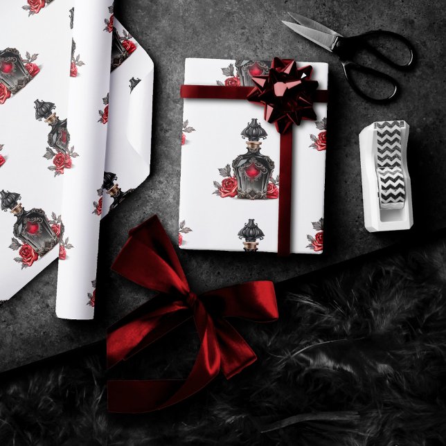 Gothic Mode Victorian Parfym Flaska med Ro Presentpapper (Skapare uppladdad)