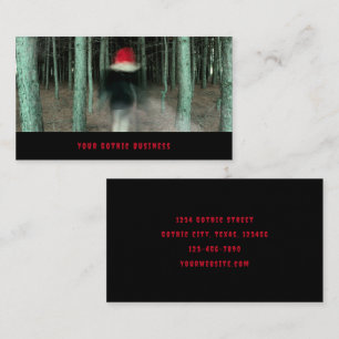 Gothic Modern Girl Red Black Creepy Forest Visitkort