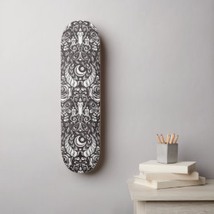Gothic monokrome mönster mini skateboard bräda 18,5 cm