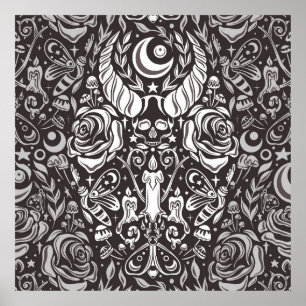 Gothic monokrome mönster poster