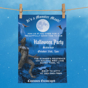 Gothic Monster Mash Varulvs Halloweenfest Inbjudningar