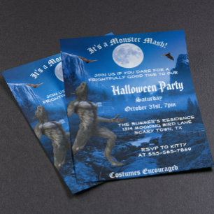 Gothic Monster Mash Varulvs Halloweenfest Invitati Flygblad