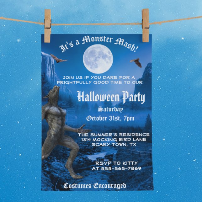 Gothic Monster Mash Werevarv Halloween fest Inbjudningar (Skapare uppladdad)