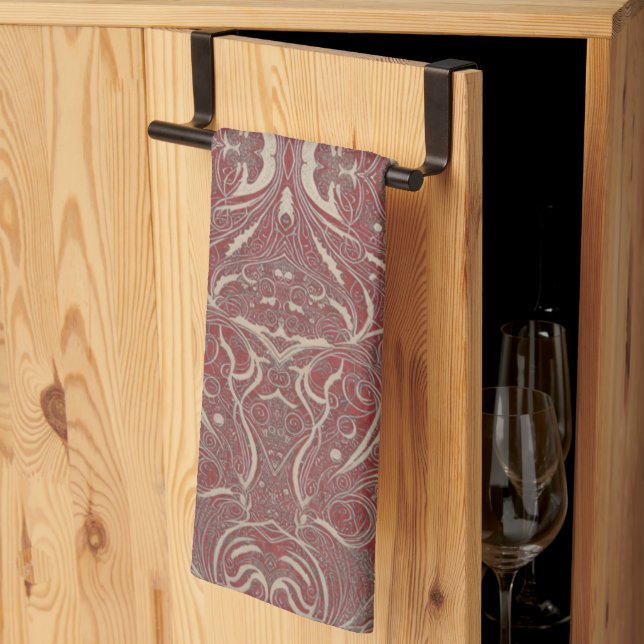 Gothic Mönster Red Kitchen Towel Kökshandduk (Thirds Fold)