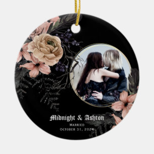 Gothic Moody Blommigt Photo Married Julgransprydnad Keramik