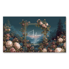 Gothic Moody Rose River Landscape Gold Frame Magnetiska Visitkort