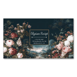 Gothic Moody Rose River Landscape Gold Frame Magnetiska Visitkort