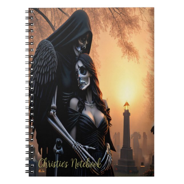 Gothic Mörk Angel Couple Personalize Anteckningsbok (Framsidan)
