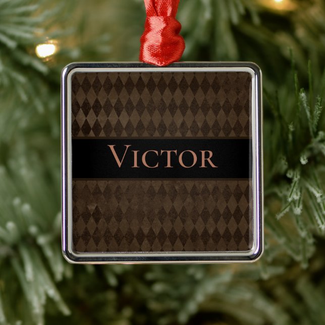 Gothic Mörk Brown Harlequin Personlig Julgransprydnad Metall (Träd)