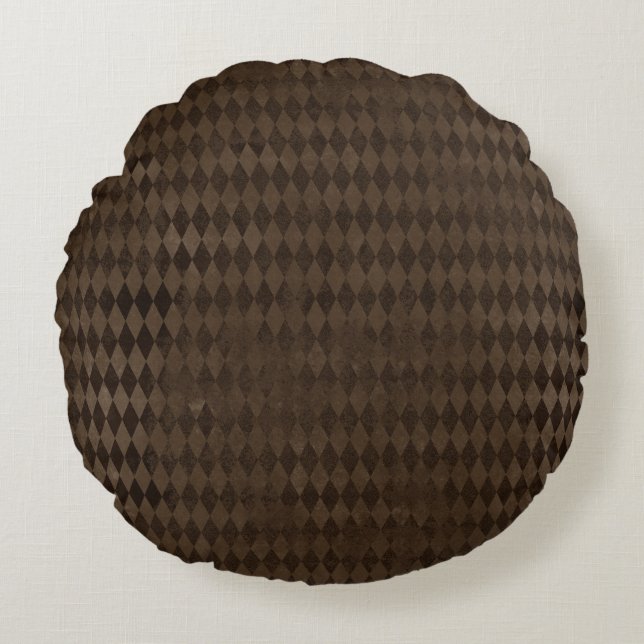 Gothic Mörk Brown Harlequin Rund Kudde (Framsidan)
