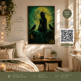 Gothic Mörk Feminint Månsken Korp Drottning Poster