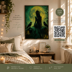 Gothic Mörk Feminint Månsken Korp Drottning Poster