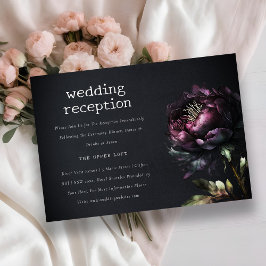 Gothic Mörk Lila Black Peony Wedding Reception Tilläggskort