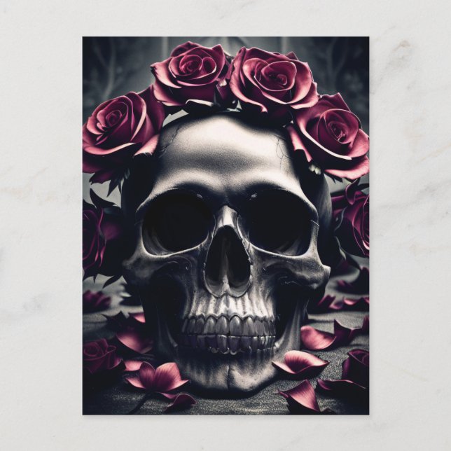 Gothic Mörk Ro & Skull Poster Vykort (Framsida)