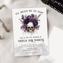 Gothic Mörk Skull Blommigt Halloween Bröllop