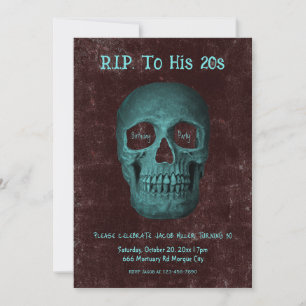 Gothic Mörk Teal Brown Skull, till hans 20-tal Inbjudningar