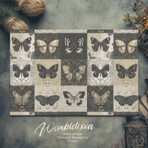 Gothic Moth Collage in Black & Beige Decoupage