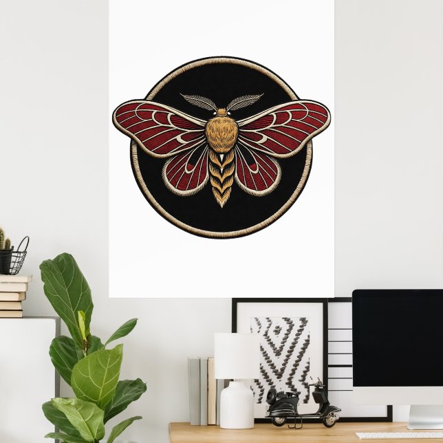 Gothic Moth Emblem Dark Botanical Art Poster (Hemmakontoret)