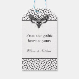 Gothic Moth Skull Bröllop Gift-Märkre - Svartvit Presentetikett