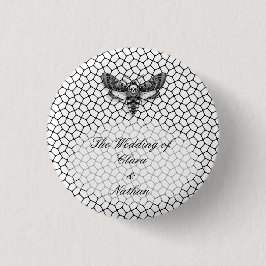 Gothic Moth Skull Bröllop - Mörk Elegant Knapp