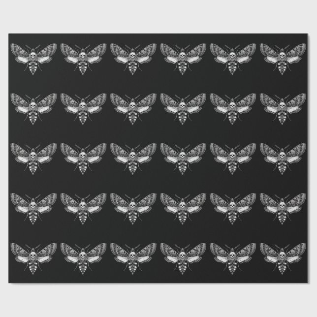 Gothic Moth Skull Bröllop - Mörk Elegant Presentpapper (Platt)