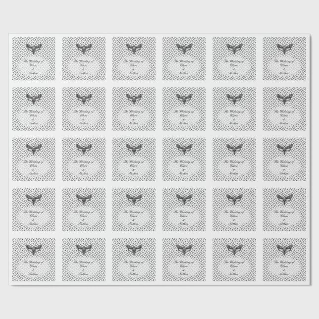 Gothic Moth Skull Bröllop - Mörk Elegant Presentpapper (Platt)