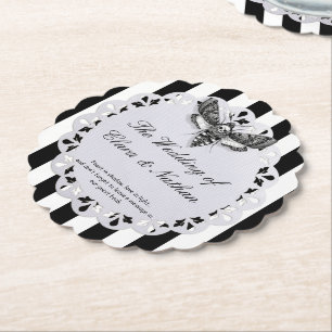 Gothic Moth Skull Bröllop - Mörk Elegant Underlägg Papper