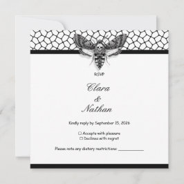 Gothic Moth Skull-Bröllop OSA Card - Elegant för M Inbjudningar