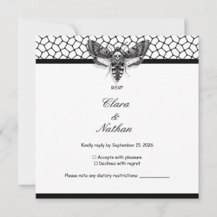 Gothic Moth Skull-Bröllop OSA Card - Elegant för M Inbjudningar