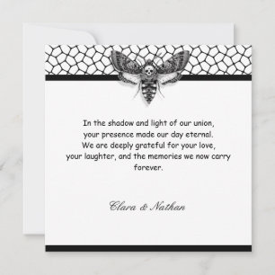 Gothic Moth Skull Bröllop Svartvitt Inbjudningar