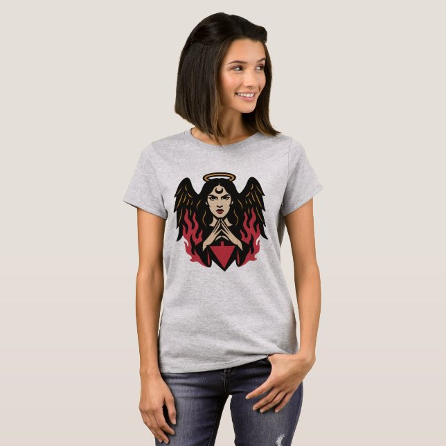 Gothic Mysterious Woman - Mörk Fantasy T Shirt (Hel framsida)