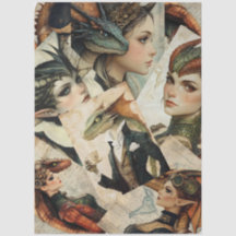 Gothic Mythological Nymph Fantasy Dragon Collage