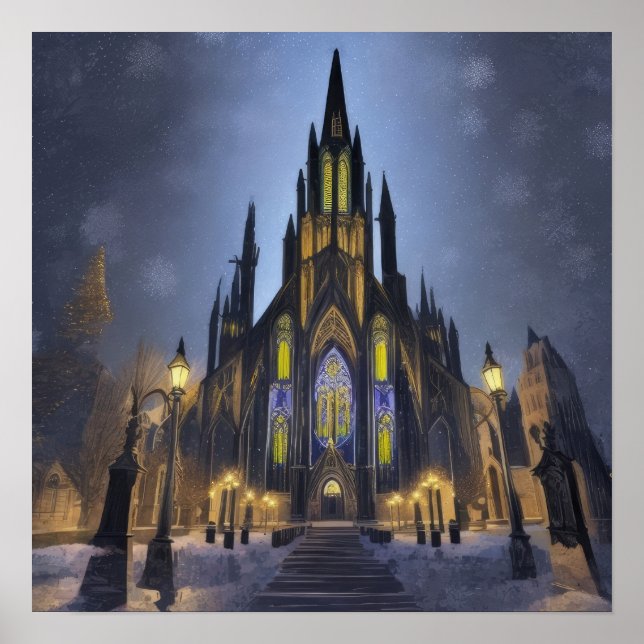 Gothic Night Cathedral Poster (Framsidan)