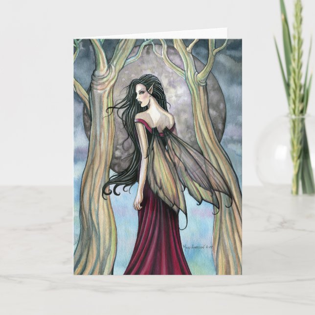 Gothic Night Fairy Card, Notecard Kort (Framsida)