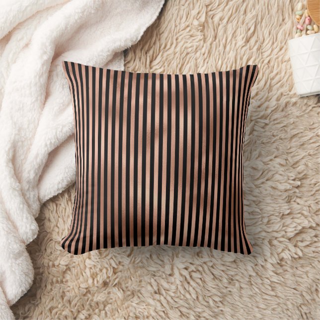 Gothic Nursery Black & Ro Guld Stripe Kudde (Filt)
