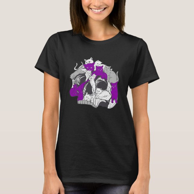 Gothic Occult Ace Cat Asexual Flag LGBQA Asexualit T Shirt (Framsida)