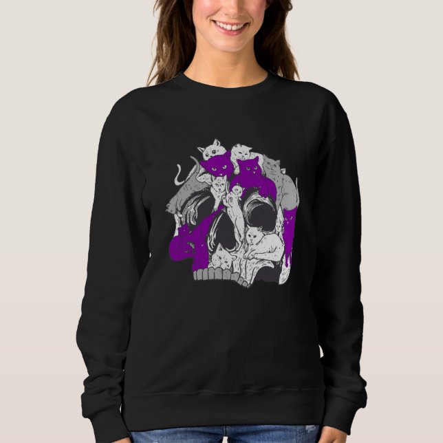 Gothic Occult Ace Cat Asexual Flag LGBQA Asexualit T Shirt (Framsida)