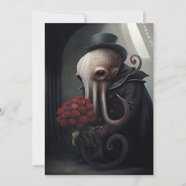 Gothic Octopus i Top hat Julkort (Framsida)