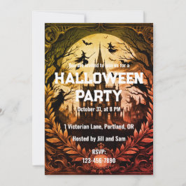 Gothic Old Victorian Vintage Halloween fest Inbjudningar